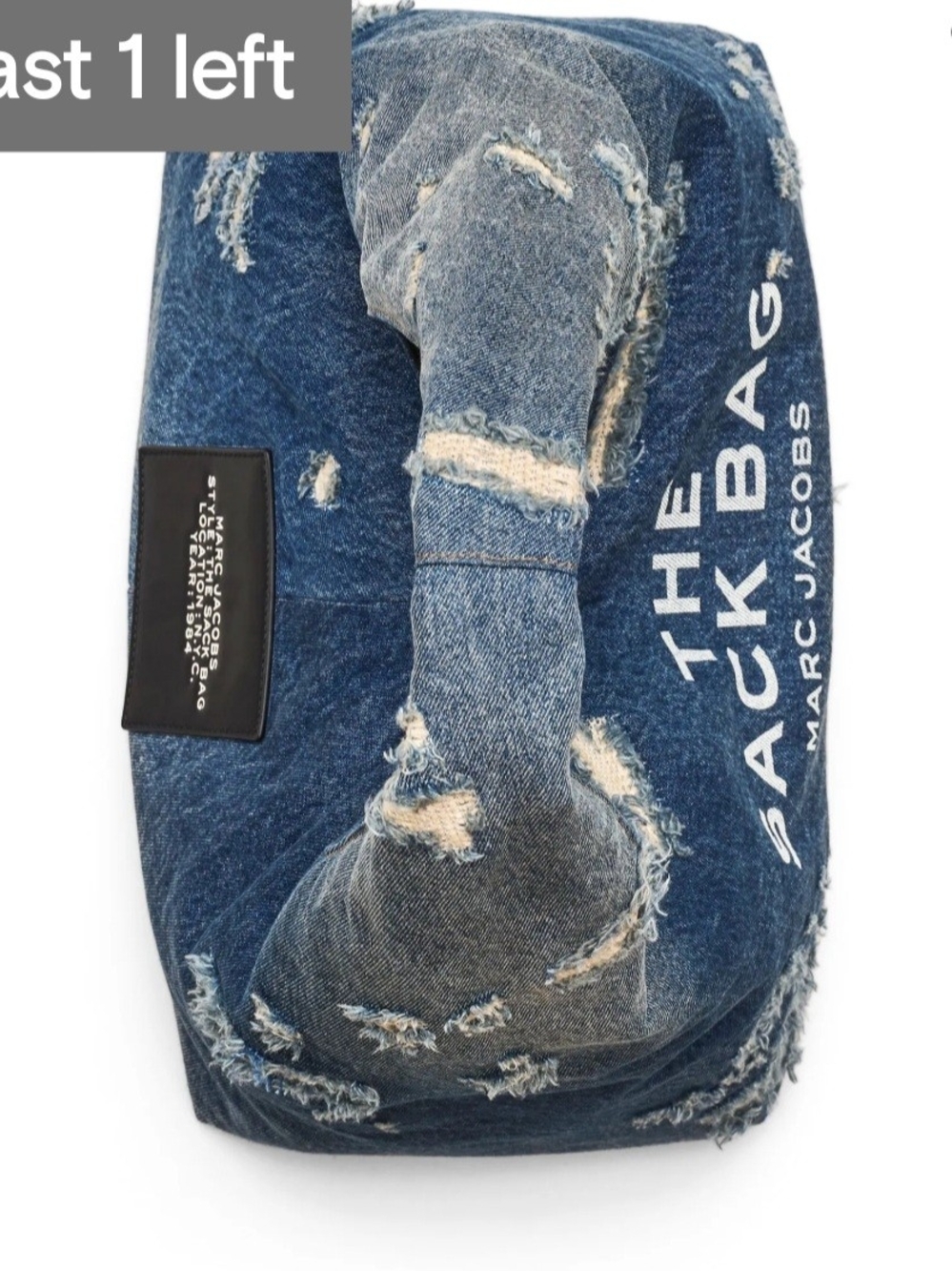 Marc Jacobs Distressed Denim Tote in Dark Blue with White Logo Limited Addition - Picture 3 of 7